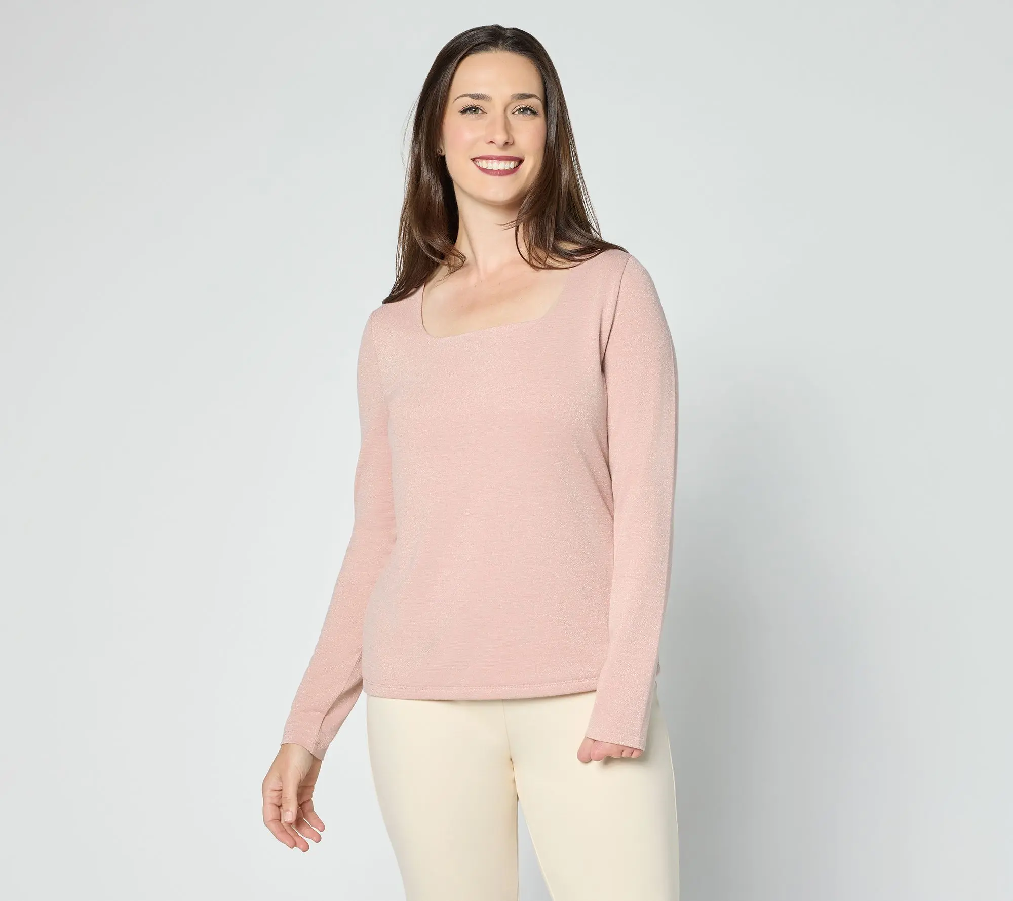 BEAUTIFUL by Lawrence Zarian The Dana Square Neckline Soft Shimmer Top
