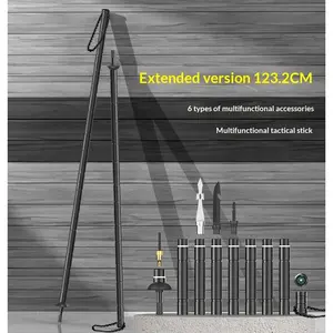 Extra-thick aluminum alloy multi-functional hiking stick, highly durable camping equipment, essential outdoor adventure travel gear