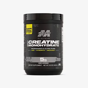 MuscleTech Platinum 100% Creatine Monohydrate Micronized Ultra Pure 5G Unflavored for Muscle Strength & Recovery - Healthcare