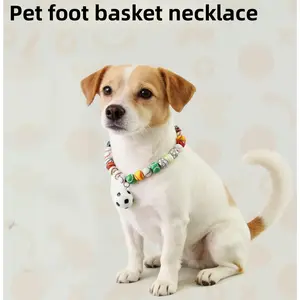 Ideal Gift for Pet Lovers and Sports Fans, Adjustable Puppy and Kitten Collar with Detachable Football Charm, Comfortable Breathable Webbing, Safety Release Buckle Cat Collar, Novelty Dog Necklace, Trendy Pet Accessory for Daily Walks es