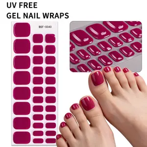 34 Tips Rose Gel Toe Nail Stickers, Self-Adhesive Summer Pure Color Toe Nails, DIY Nail Art Kit for Women, Home Use, Glossy Fake Nails