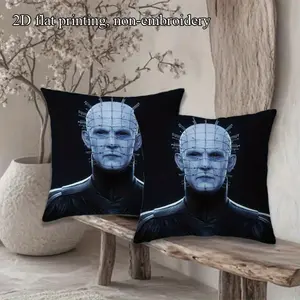 2PCS Hellraiser Pinhead - Modern Style Zipper Closure, Suitable for Home and Living Room Decor, Decorative Pillow Cover, Living Room Decor, Modern Decor, 2D Flat