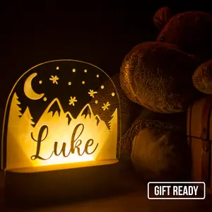 Mountains Custom Name Light | Personalized Bedroom LED Cloud Decor Sign | Light up Sign | Daughter | Son Gift Sign | Boy Gift | Girl Gift