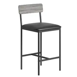 Space-Saving 3-Piece Dining Table Set for 2 – Modern Bar Table with 2 Upholstered Chairs PU Cushions 3 Large Storage Shelves – Ideal for Small Apartment Bistro Breakfast Nook