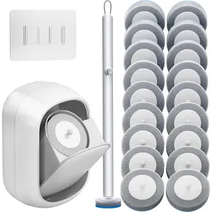 Disposable Toilet Brush and Holder Set with 18 Bowl Wand Cleaners Refill Pads, Bathroom Wall Mounted Toilet Bowl Cleaners Kit.