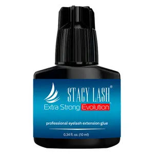 Stacy Lash Extra Strong Evolution Eyelash Extension Glue 10ml | 1-2 Sec Fast Drying | 8-Week Retention | Black Adhesive | Professional Supplies