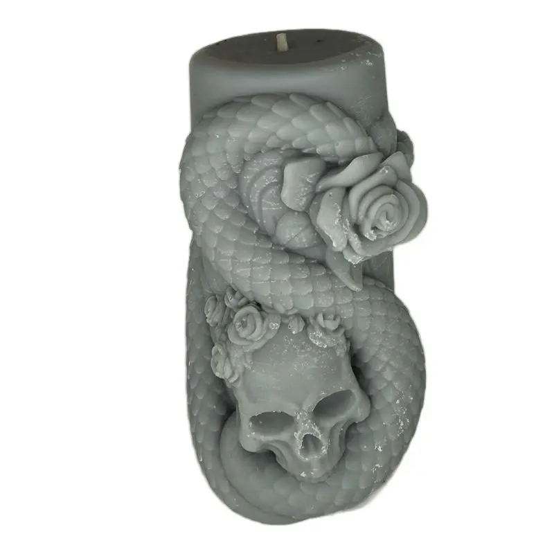 Limited Edition Skull and Snake Soy Candle Dragons Blood Scent 7 Ounce Unique Design for Home Decor. Style #2