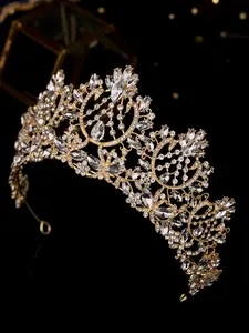 Baroque Vintage Crown Tiaras, Court Style Rhinestone Bridal Headpiece, High-End Queen Costume Accessory, Suitable for Dresses & Performance Wear