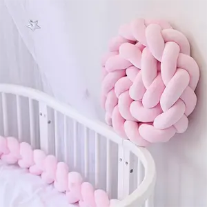 1.5m Soft Plush Braided Knotted Throw Pillow, Modern Round Decorative Home Accent Cushion