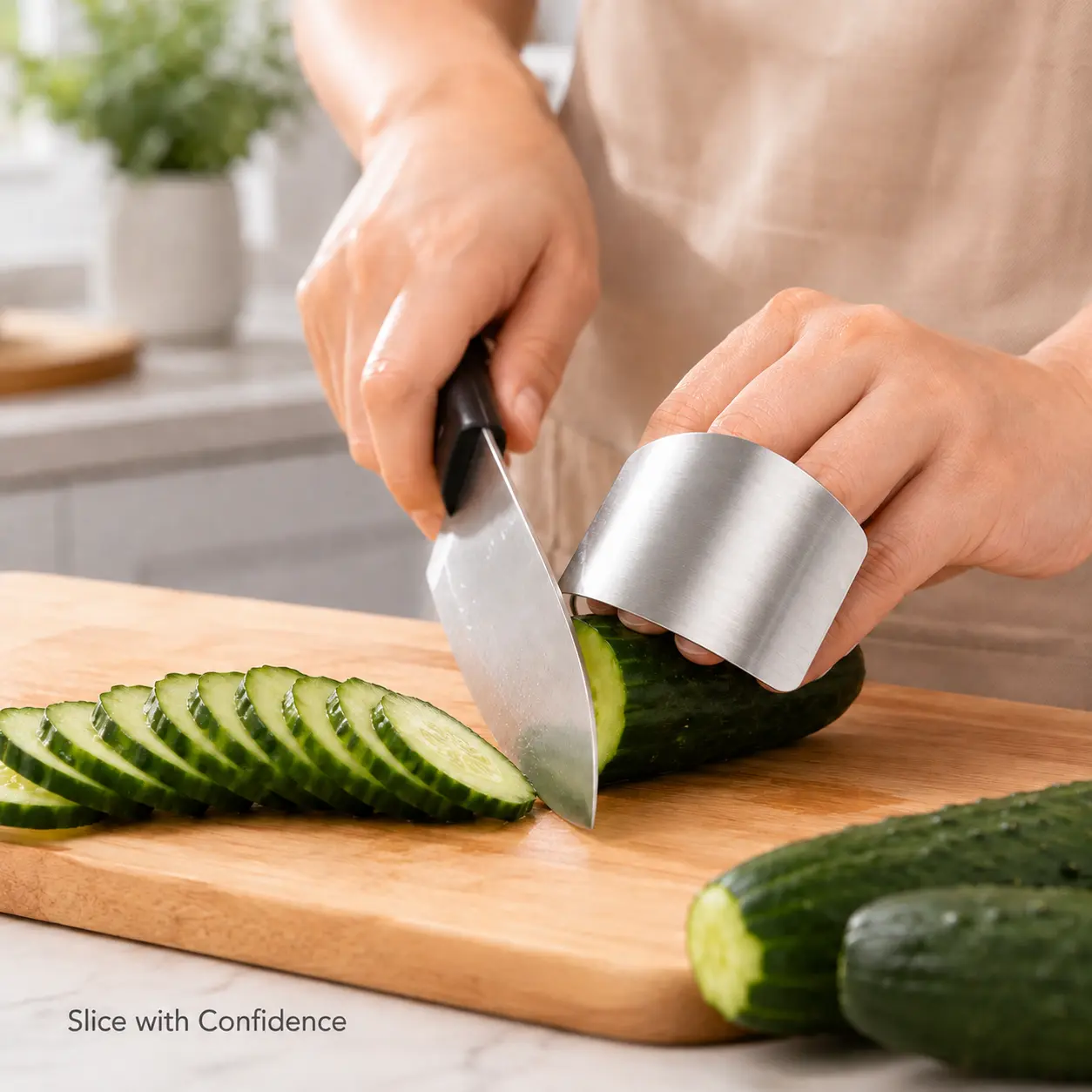 Finger Guards for Cutting, 2 Pcs Stainless Steel Finger Protector for Cutting Food, Knife Guard, Chopping Protector for Dicing and Slicing in Kitchens - MM2