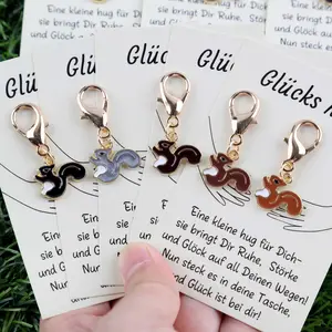 Cute Squirrel Keychain Set with Lucky Hug Card, Perfect Gift for Christmas, Birthdays, Weddings, Friends & Family