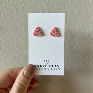 Pink Triangle Polymer Clay Studs