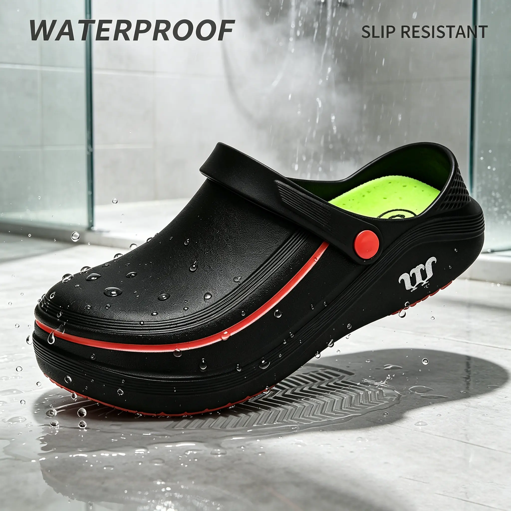 Women's multifunctional household anti-skid slippers, beach shoes, waterproof, shower slippers, suitable for indoor and outdoor slippers, professional kitchen, garden or nursing work