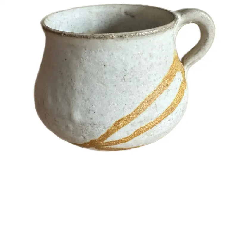 Vintage Pottery Pitcher Handmade Glazed Signed ‘Mimi’ Brown/ Off White