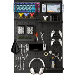 Pegboard Combination Kit, Pegboards and Accessories Modular  for Gaming Setup, Gaming Station Peg Board, Gaming Organizer, Wall  Controller Holder, Headset Stand (Black, 33?x22?)
