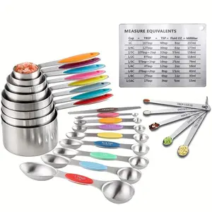 Stainless Steel Measuring Cups and Spoons Set - 17/23-Piece Accurate Food Measuring Tool, Essential Kitchenware for Families, Modern Baking & Cooking Gadgets