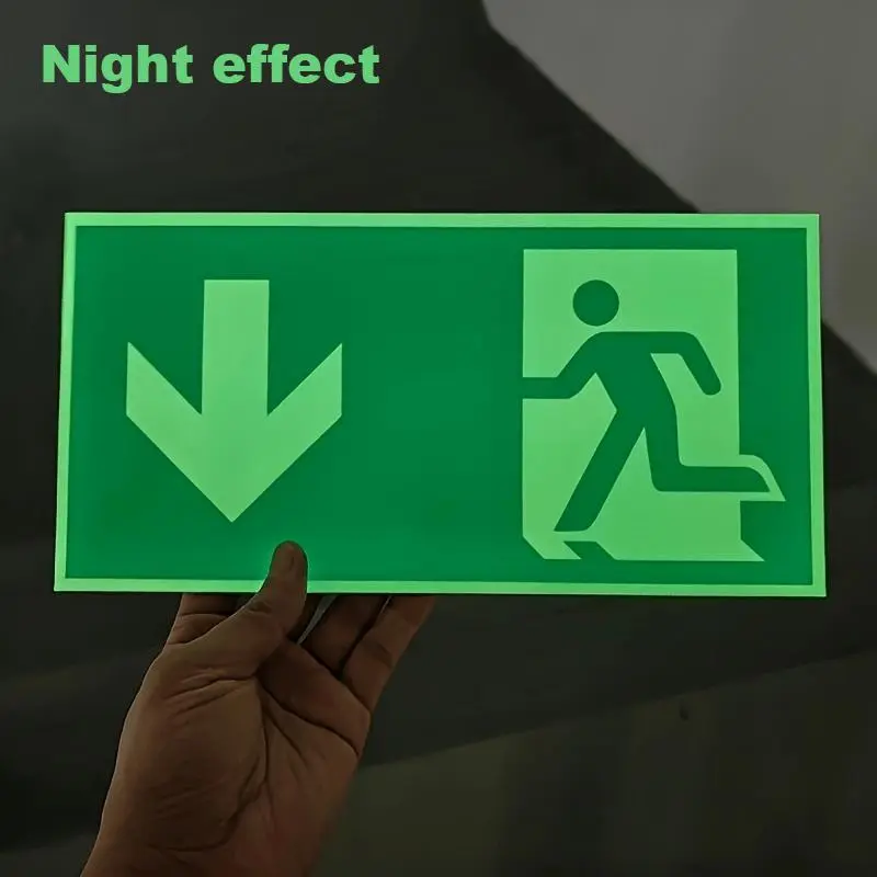 Glow in The Dark Emergency Exit Sign, Durable PE Fire & Evacuation Indicator for Workshops, Offices, Public Spaces, Home Decor, Decal Sticker, Self Adhesive Stickers, Decals Stickers