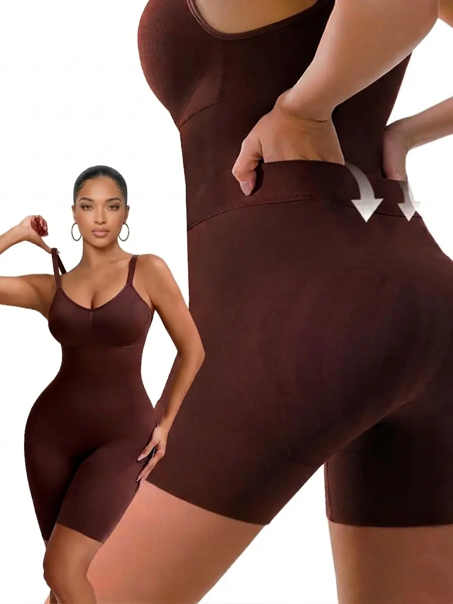 COOSHAPE Bathroom Friendly Shapewear Bodysuit for Women Seamless Shaping Mid Thigh Tummy Smoothing Butt Lifting Thigh Slimmer Shorts