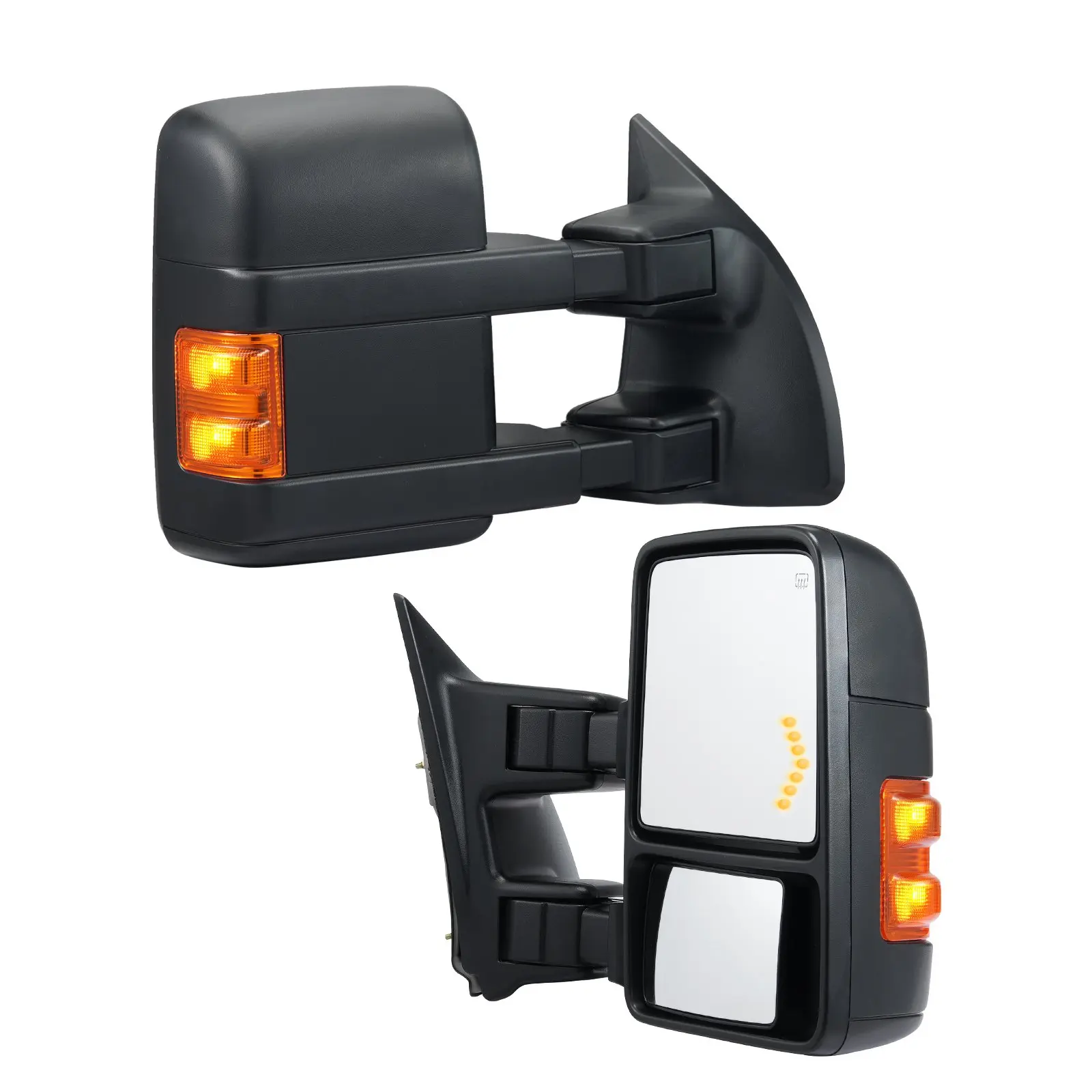 【DealsForYouDays】VEVOR Towing Side Mirrors 1 Set, Left-Right Pair for 2008-2016 Ford F250 F350 F450 F550, Power Heated with Signal Light, Plane Convex Glass, Easy-To-Adjust Manual Telescoping Folding, Fog-Free View for Smooth Ride, Black