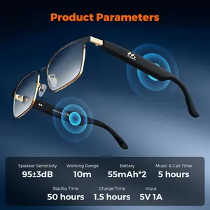 (Lifetime FREE Membership) MIRO W5 Smart Audio Glasses with 10-Hour Battery Life, Blue Light Filter, and Stereo Audio for Meetings & Work   Wireless Smartglasses Headphones Wearable Devices