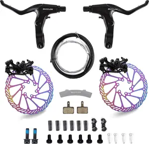 BUCKLOS Mountain Bike Mechanical Disc Brake Kit Aluminum Alloy Levers 160mm Rotor IS/PM Adapter for MTB Folding Bike Scooter Fat Bike Quiet Braking Easy Install bike brake