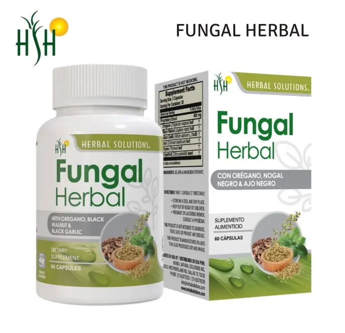 HERBAL SOLUTIONS Fungal Herbal | Botanical Dietary Supplement with Oregano, Black Walnut & Black Garlic | 60 Capsules
