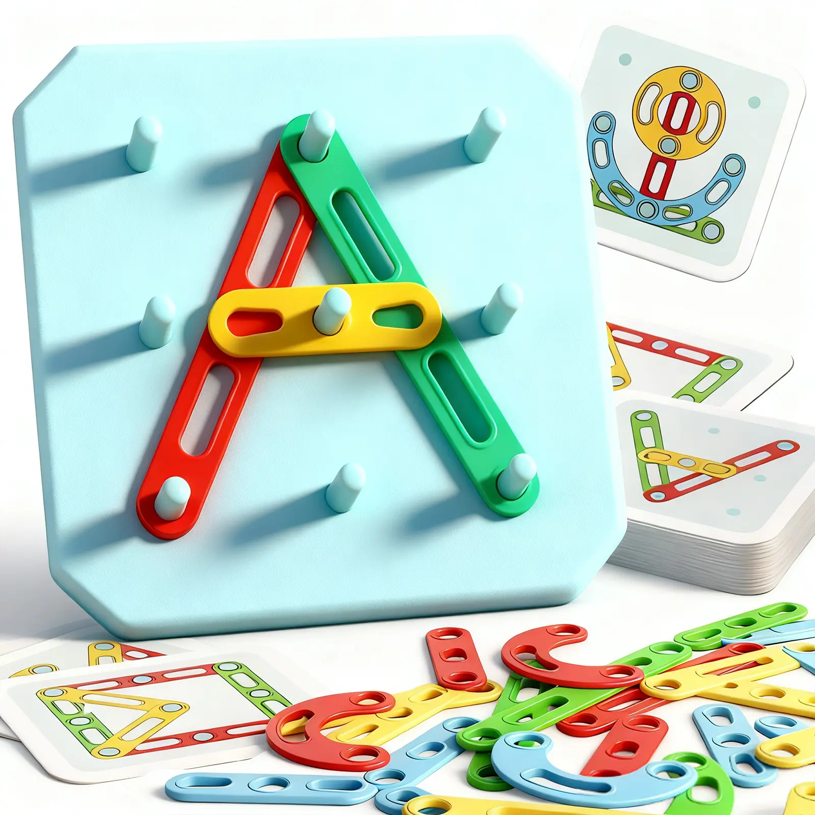 Travel-Size Nail Board Shape Sorter Puzzle Toy, Montessori Puzzles Gift, Parent-Child Interactive Learning Aid, Ideal Kids' Present