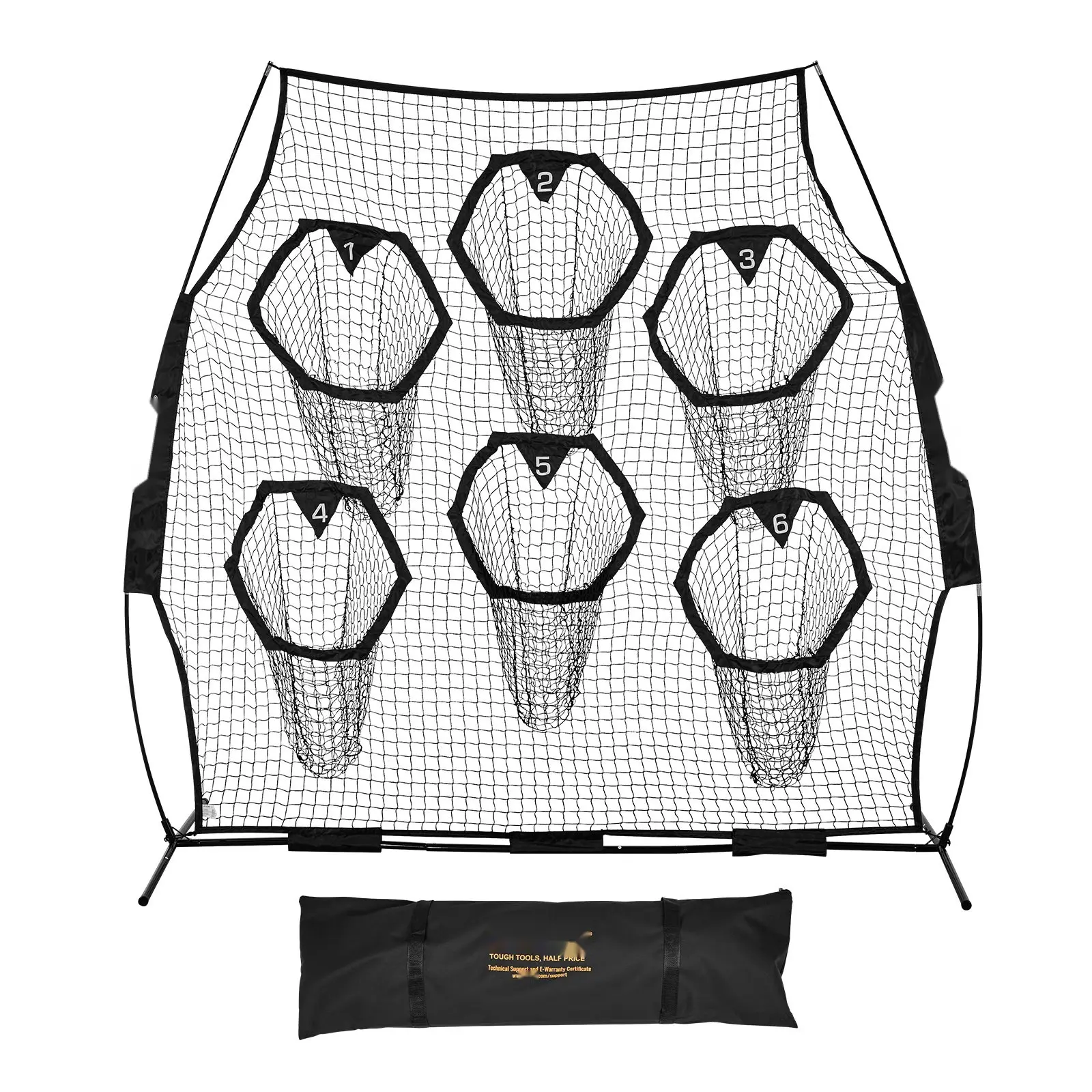 8 x 8 Ft Football Training Throwing Net For Target Practice, Knotless Net With 6 Target Pockets, Includes Straps And Portable Carry Case, Weather-Resistant Lightweight Design, Improves QB Throwing Accuracy, Black