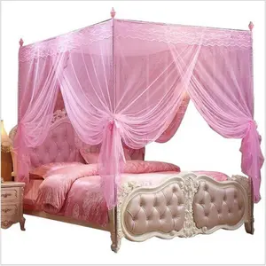 4 Corners Post Pink Bed Full Bed for Girls & Adults - 4 Opening Net - Bedroom Decoration