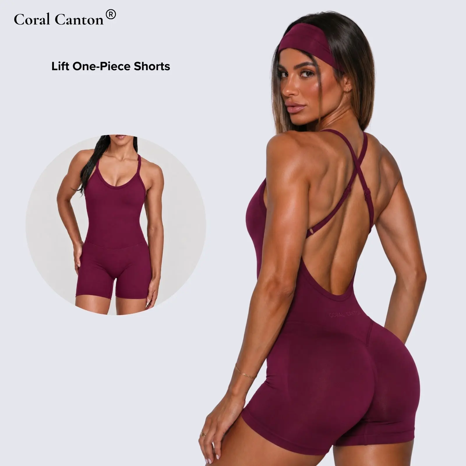 Coral Canton Women's Cross Back Slim Fit One Piece Shorts