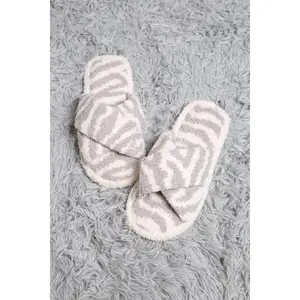mySundaze Zebra Soft Microfiber Open Toe Slippers