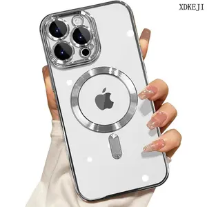 Full lens magnetic electroplated TPU mobile phone case, soft shell imitation scratch, built-in wireless charging magnetic suction, suitable for Apple 16/15/14/13/12/11promax pro plus series Smartphone Cellphone Casing Cover Protection Protective