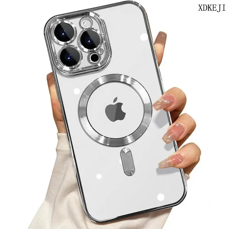 Full lens magnetic electroplated TPU mobile phone case, soft shell imitation scratch, built-in wireless charging magnetic suction, suitable for Apple 16/15/14/13/12/11promax pro plus series Smartphone Cellphone Casing Cover Protection Protective