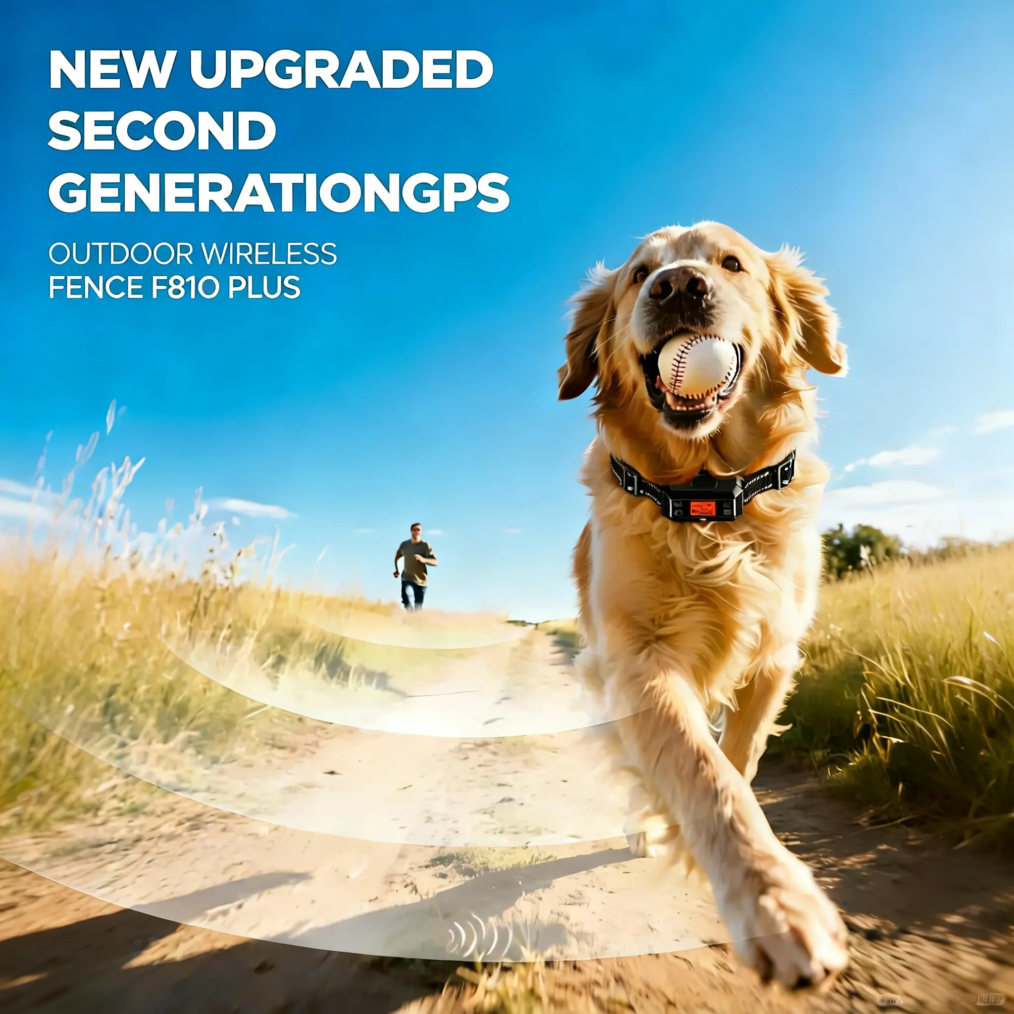 GPS Wireless Dog Fence System for Outdoor Use, IPX7 Waterproof Rechargeable Boundary Collar, 33-1000 yd Adjustable Range, No App, SIM Card, Transmitter or Wire Required