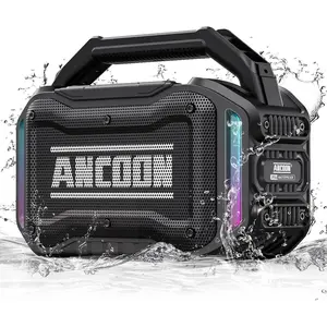 Bluetooth Wireless Speakers: 80W(Peak) Loud Speaker with Bass, 20H Playtime, IPX6 Waterproof, Portable Speaker for Outdoor Jobsite Work Workshop Garage, Support TWS (Black)