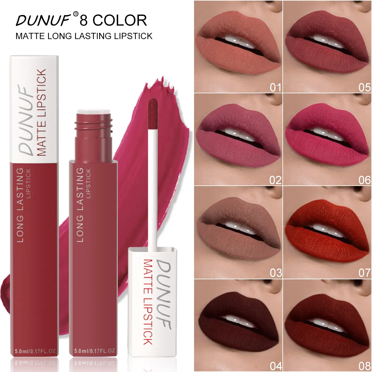DUNUF Velvet matte matte long-lasting lip gloss, providing long-lasting makeup without smudging, waterproof and non-tarnishing. An elegant lip gloss that enhances complexion and is a TikTok beauty hit fashion item.