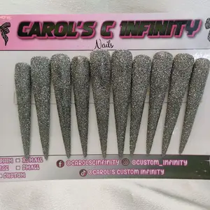 Carol's C Infinity 5XL Stiletto Sliver Glitter Nails Design for Custom Infinity Nails