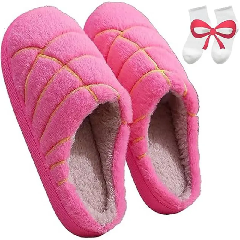 SANPON Women's Cozy Concha Design Slip-On House Slippers - Plush Upper, Memory Foam, Quilted, Soft Warm, TPR Anti-Slip Outsole, Round Toe, Ankle Boot Height, Ideal for Indoor Wear, Mother’s Day Gifting, Slippers For Women, Valentine’s Day, Cozy Slip-On