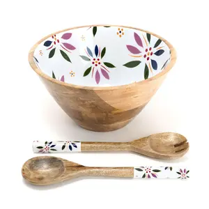 Temp-tations Old World 4-qt Mango Wood Bowl with Servers