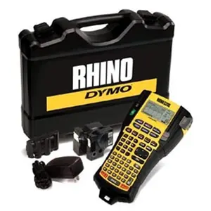 212 MAIN Rhino 5200 Label Printer with Hard Case, Rechargeable Battery, Code Barcodes Support, Hot Keys, Nylon Tape Compatibility, 2-Line Printing