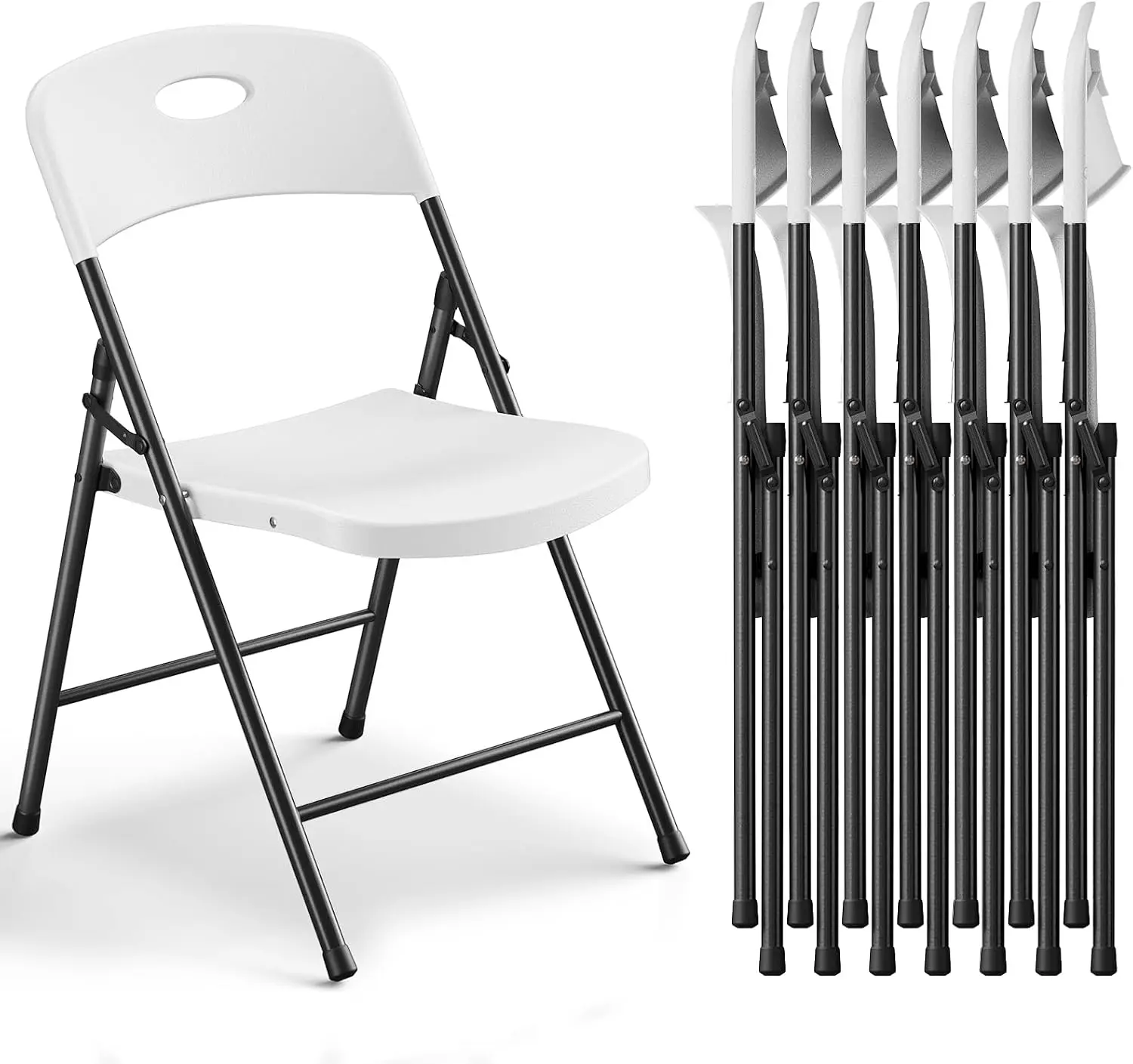 Heavy-Duty Plastic Folding Chair - Ergonomic Back, 330 Lbs Weight Capacity, Stackable, Portable Indoor & Patio Furniture, Plastic Folding Chairs, Chairs
