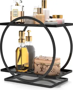 2 Tier Perfume Organizer for Dresser, Black  Perfume Makeup Perfume Stand Organizer for Vanity,  Ideal  for Perfume Lovers-Black