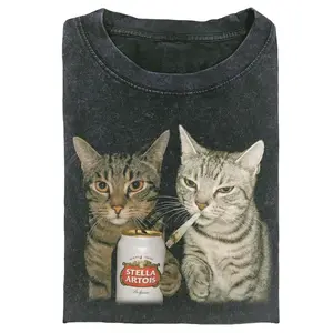 Retro Funny Vintage Graphic Tee,WACKY CAT T-SHIRT,Animal Shirt,Unisex Meme Cringe Funny Dumb Shirt,Gift For Men Women,Menswear Womenswear Streetwear Cotton Comfort122905