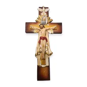Santisima Trinidad Cruz 8" inches Tall Cafe Santo Estatua St Holy Trinity Father Son and da Holy Spirit Brand New  Dove Jesus Religious Decor Cross Crucifix For Wall