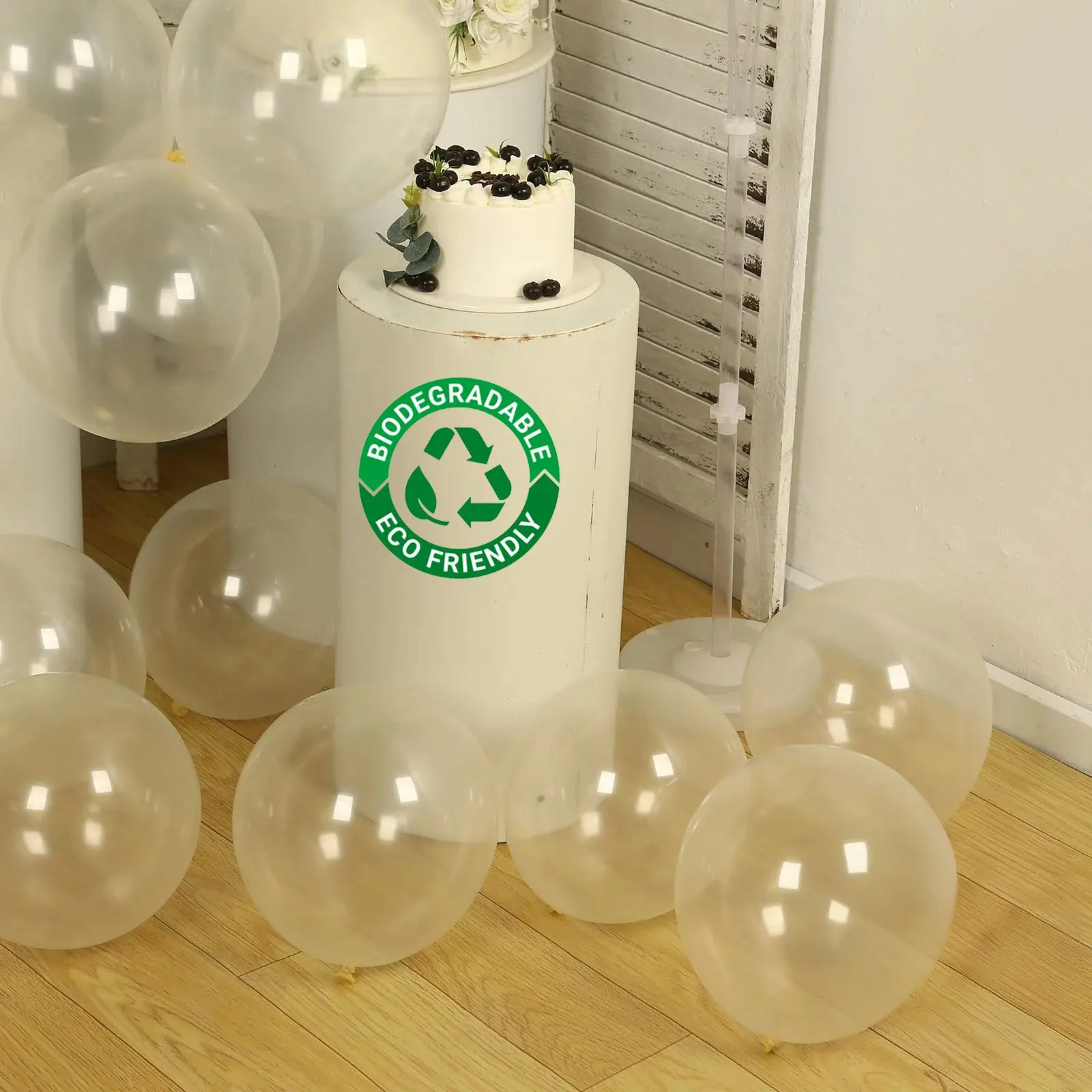 50 Pack Clear Biodegradable Balloons, 12" Thickened Extra Strong Eco-friendly Latex Helium Party Balloons