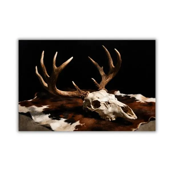 Whitetail Deer Skull Wall Art, Rustic Antler Print, Western Hunting Decor, Cabin Lodge Artwork