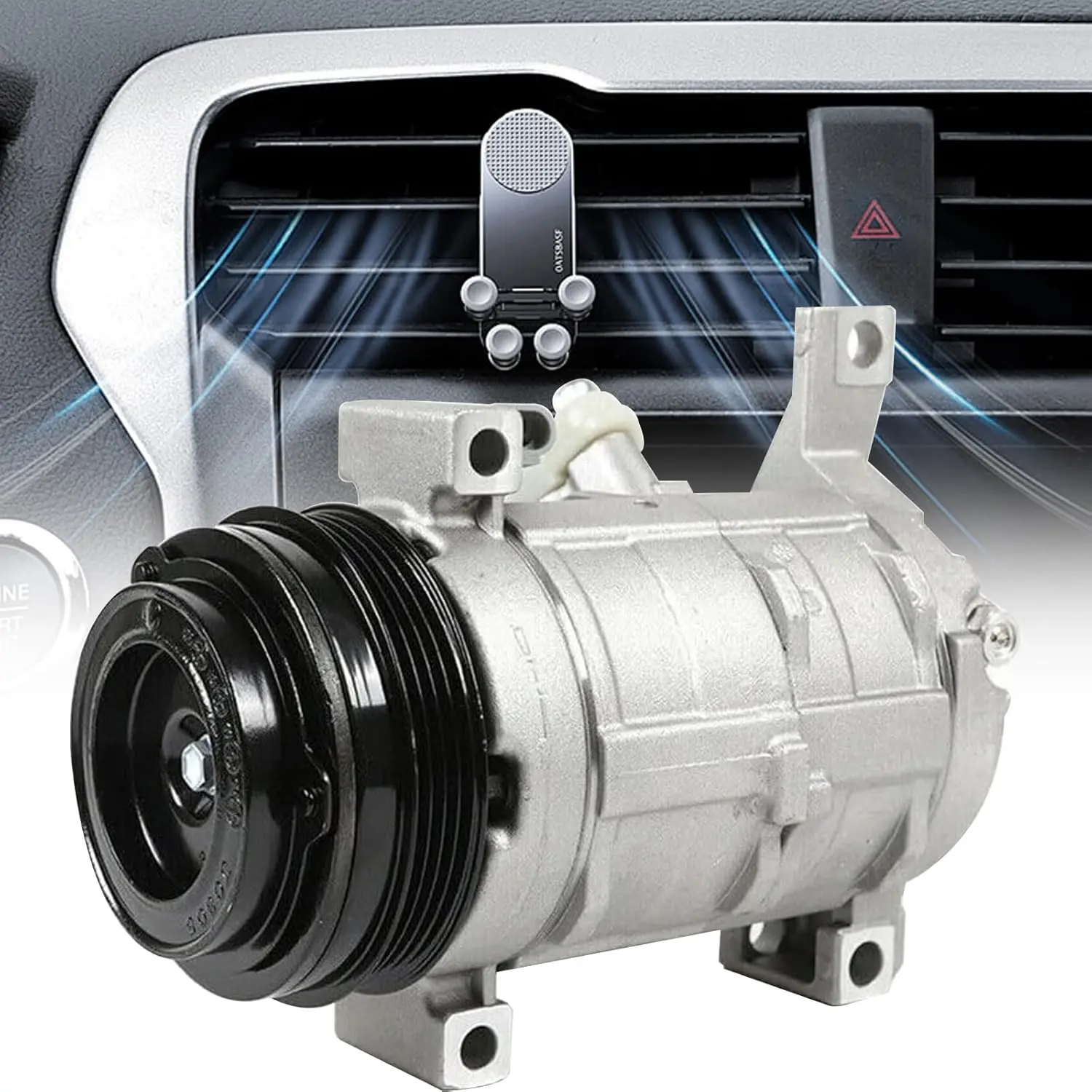 Automotive 12V Copper & Aluminum Sandblasting A/C Compressor with Clutch For GMC Yukon (2001-2002, 2003-2009) - 6.0L, 5.3L, 4.8L, 6.03Kg/13.29Lbs, Heat Resistant
