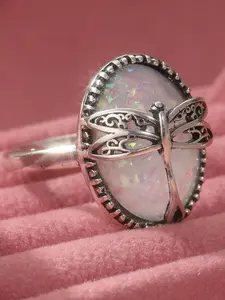 Vintage Boho Style Dragonfly Design Oval Shaped, Boho Style Copper Rings, Boho Statement Ring, Fashion Accessories for Women & Girls, Trendy All-match & Exquisite Jewelry for Birthday Gift