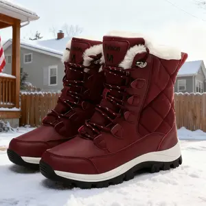 Women's Winter Ankle Boots with Waterproofing & Round Toe Design for Casual Outdoor Work & Snowy Hikes Anti-slip & Anti-freezing Features Walking Shoes Walking Shoes Footwear Classic Bota Winter Makapal Thick Girl Balck Knee white boot