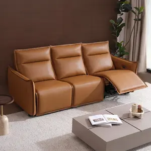 ModernMate 96" Power Recliner 3-Seater with Zero Gravity, Zero Wall Hugger Design, Faux Leather Dual Reclining Couch with USB & Type-C Ports, 27.6" Oversized Wide Seats Sofa for Living Room, Brown